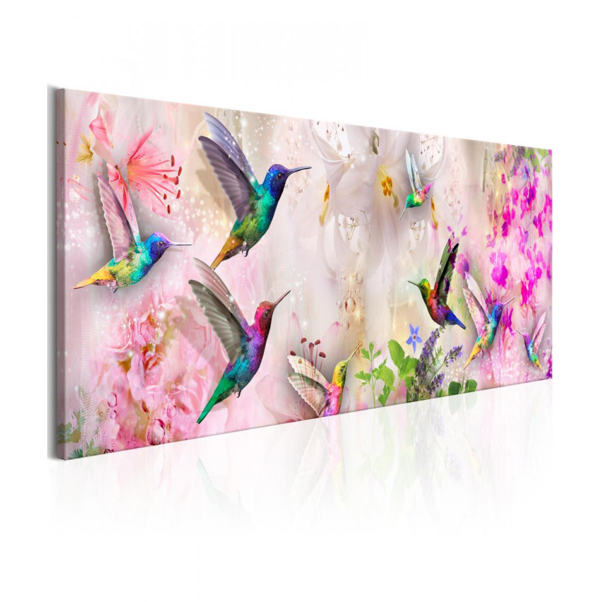 Artgeist - Tableau - Colourful Hummingbirds (1 Part) Narrow 120x40 - Tableaux, peintures