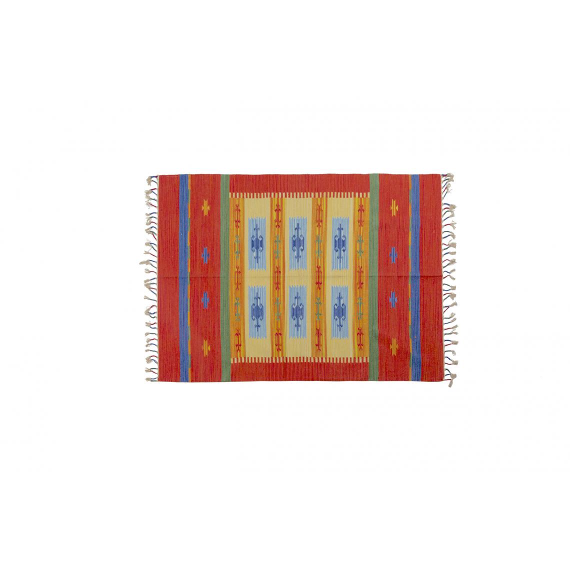 Alter - Tapis moderne Seattle, style kilim, 100% coton, multicolore, 90x60cm - Tapis