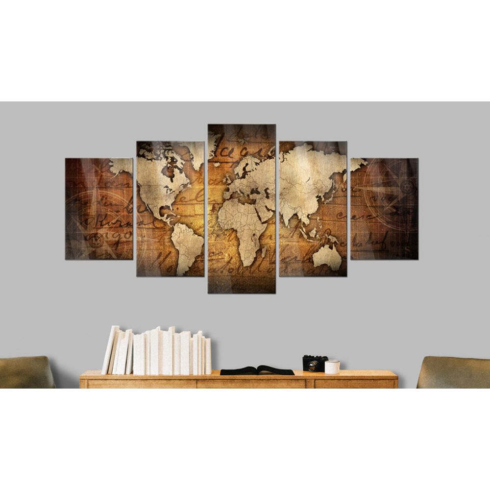 marque generique - 200x100 Tableau sur verre acrylique Splendide Acrylic prints – Bronze map I - Tableaux, peintures