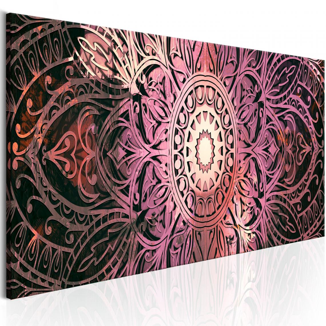 Decoshop26 - Tableau sur toile décoration murale image imprimée cadre en bois à suspendre Mandala rubis 120x40 cm 11_0009078 - Tableaux, peintures