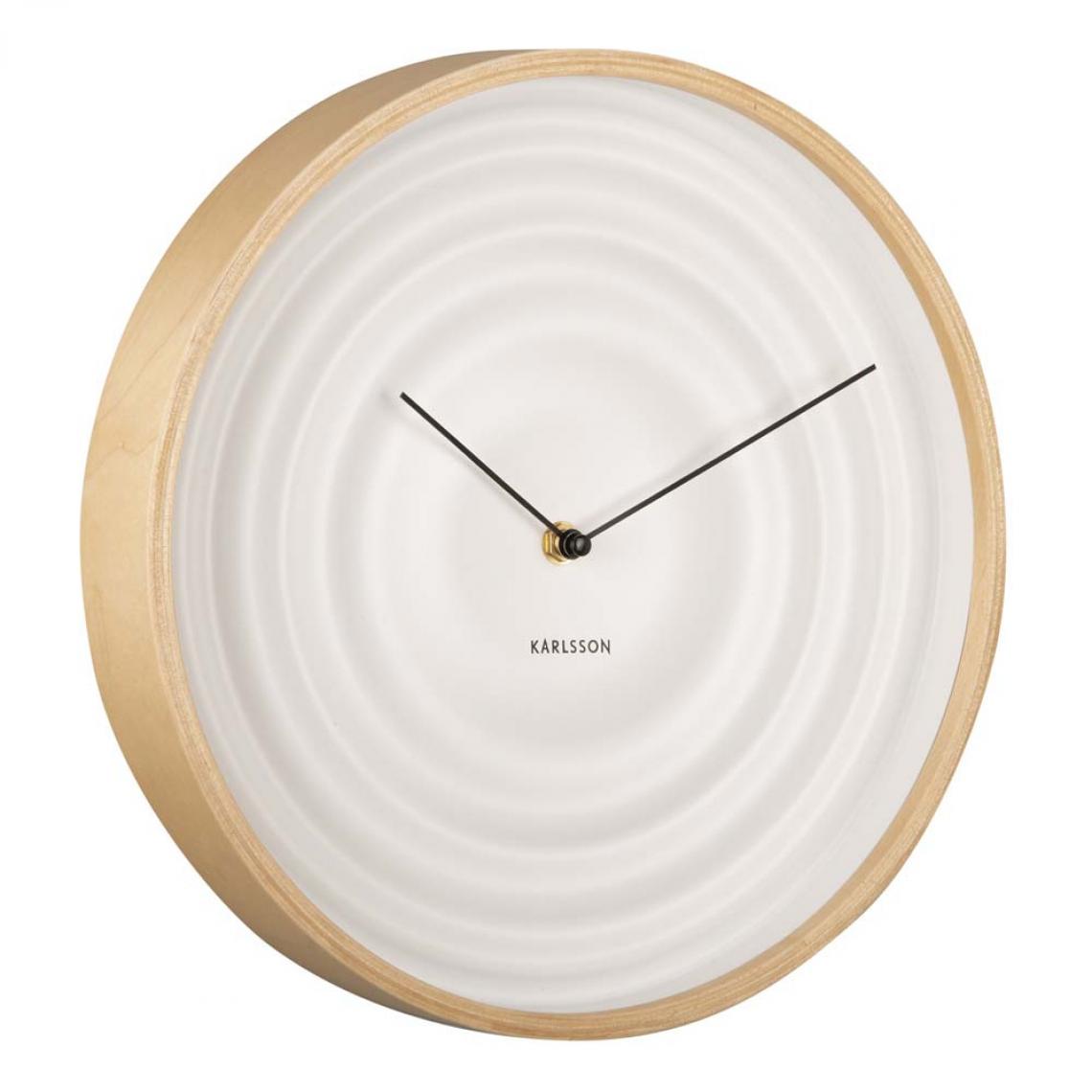 Karlsson - Horloge ronde en bois Scandi Ribble 31 cm blanc mat - Horloges, pendules