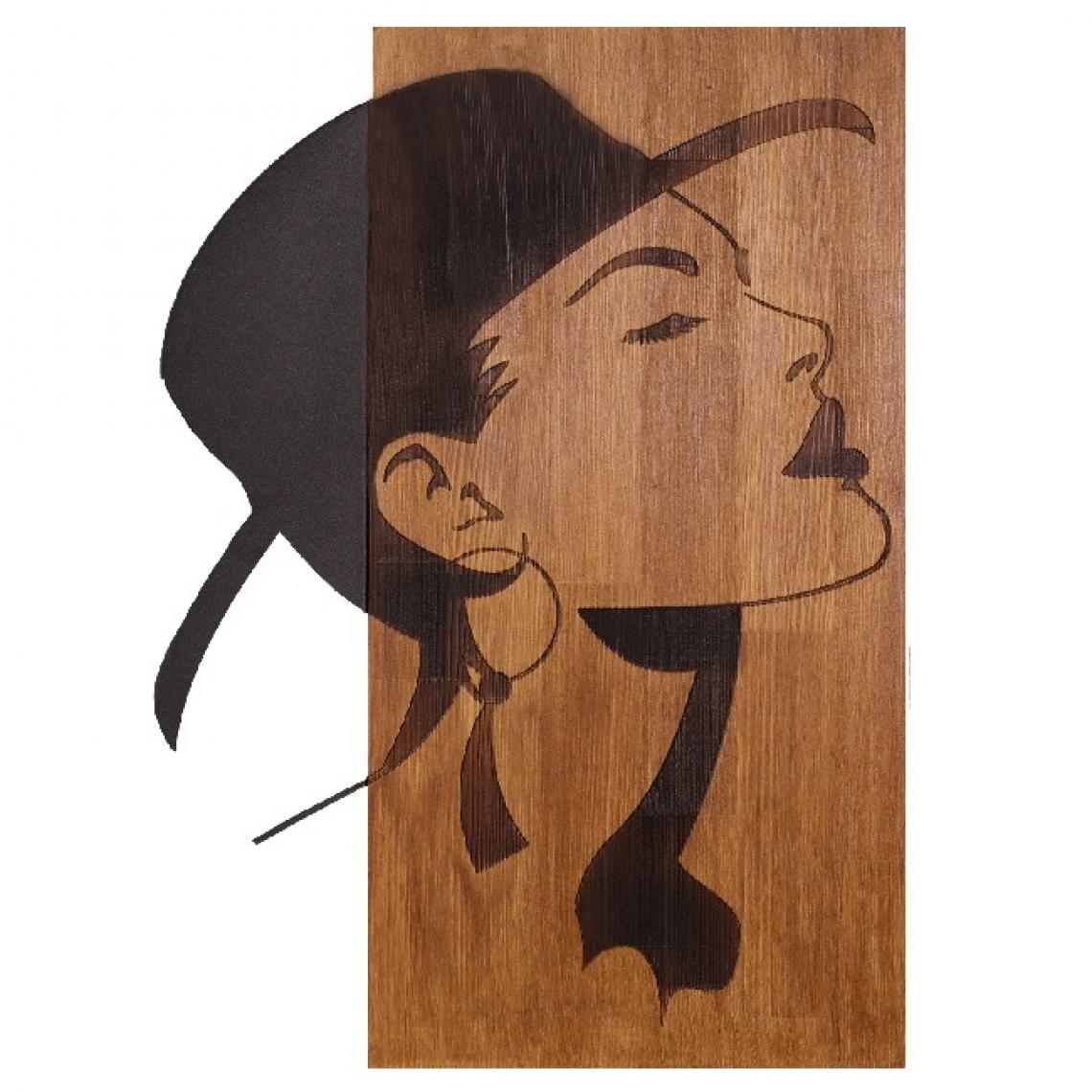 Homemania - HOMEMANIA Décoration en métal et en bois Madame - Noir, marron - 41 x 3 x 57,5 cm - Objets déco