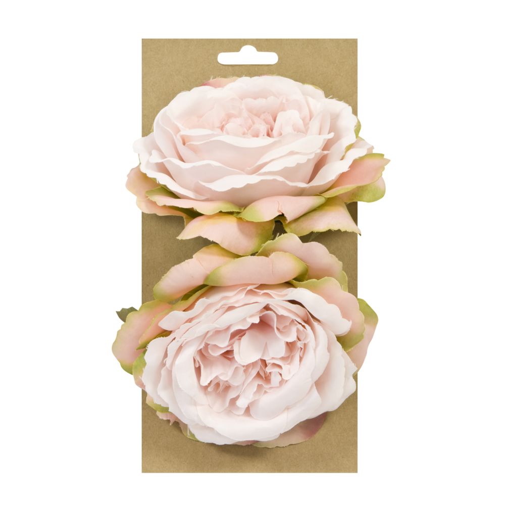 Visiodirect - 6 Lots de 2 roses à attacher coloris Rose pale - 11 cm - Objets déco