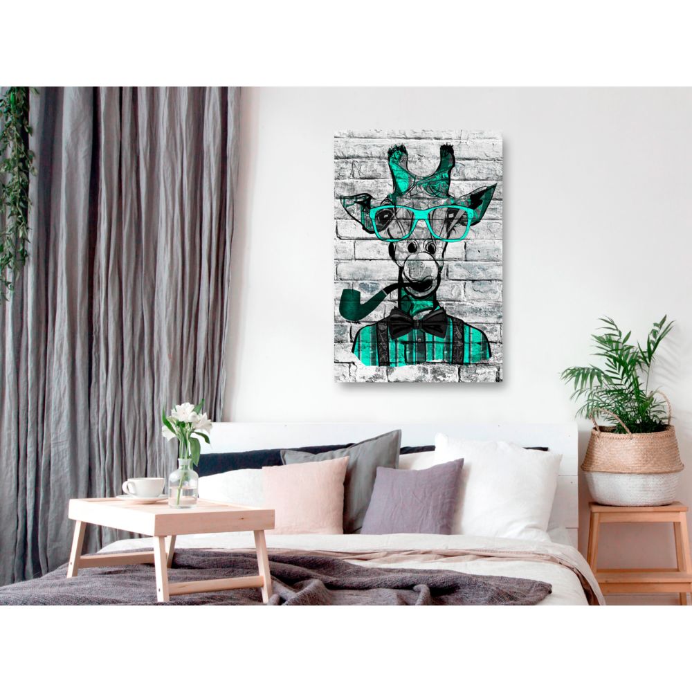 marque generique - 80x120 Tableau Animaux Superbe Giraffe with Pipe (1 Part) Vertical Green - Tableaux, peintures