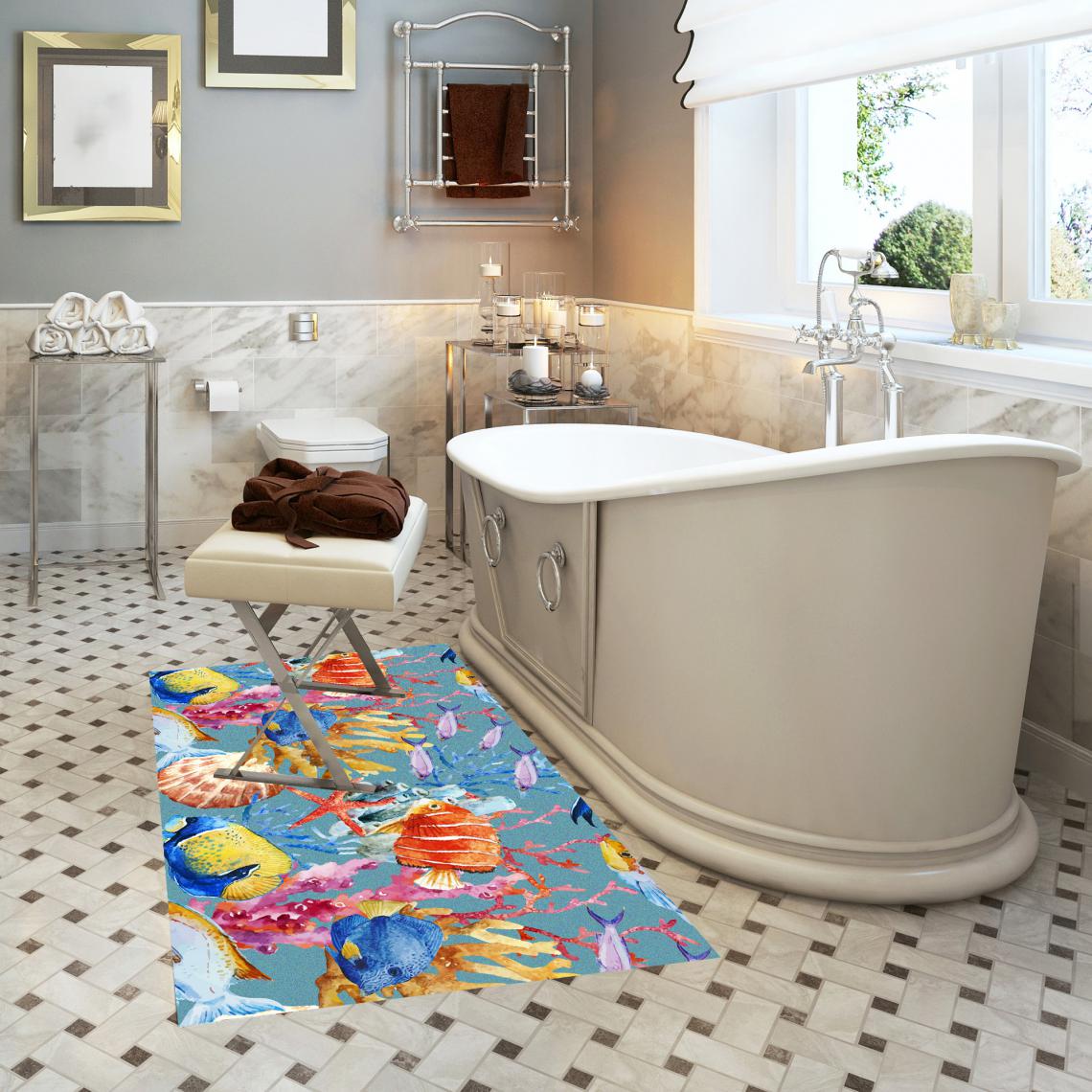 Alter - Tapis de salle de bain, 100% Made in Italy, Tapis antitache avec impression numérique, Tapis antidérapant et lavable, Modèle Aleesha, cm 62x52 - Tapis
