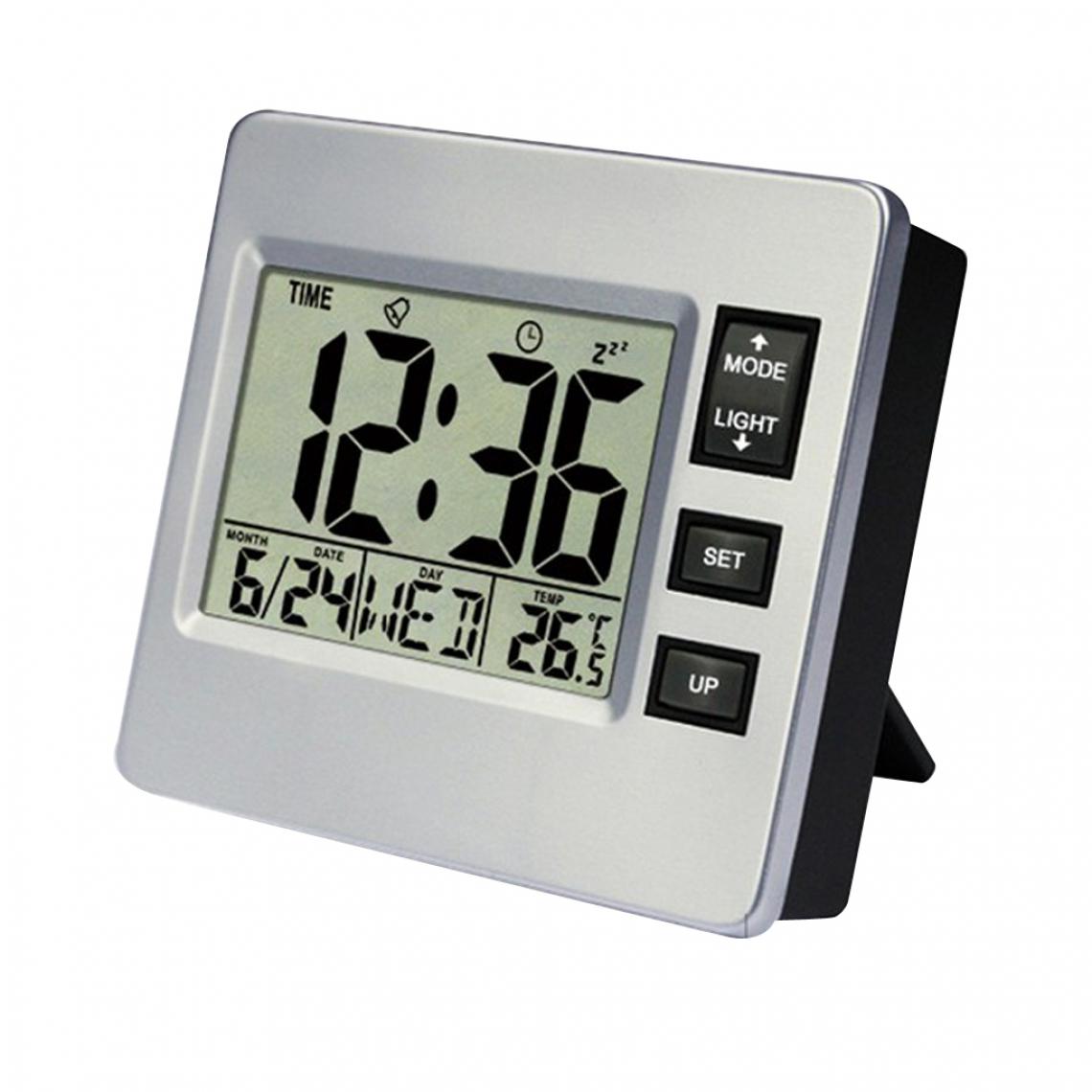 marque generique - Horloge LCD avec Veilleuse, Affichage de La Température / Du Calendrier / Fonction de Répétition, Fonctionne à Piles Uniquement - Réveil