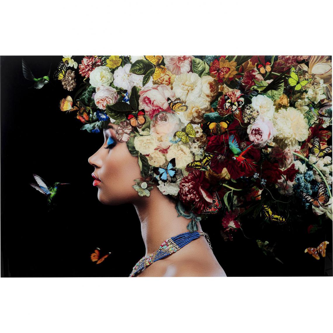 Karedesign - Tableau en verre femme fleurs papillons 150x100cm Kare Design - Tableaux, peintures
