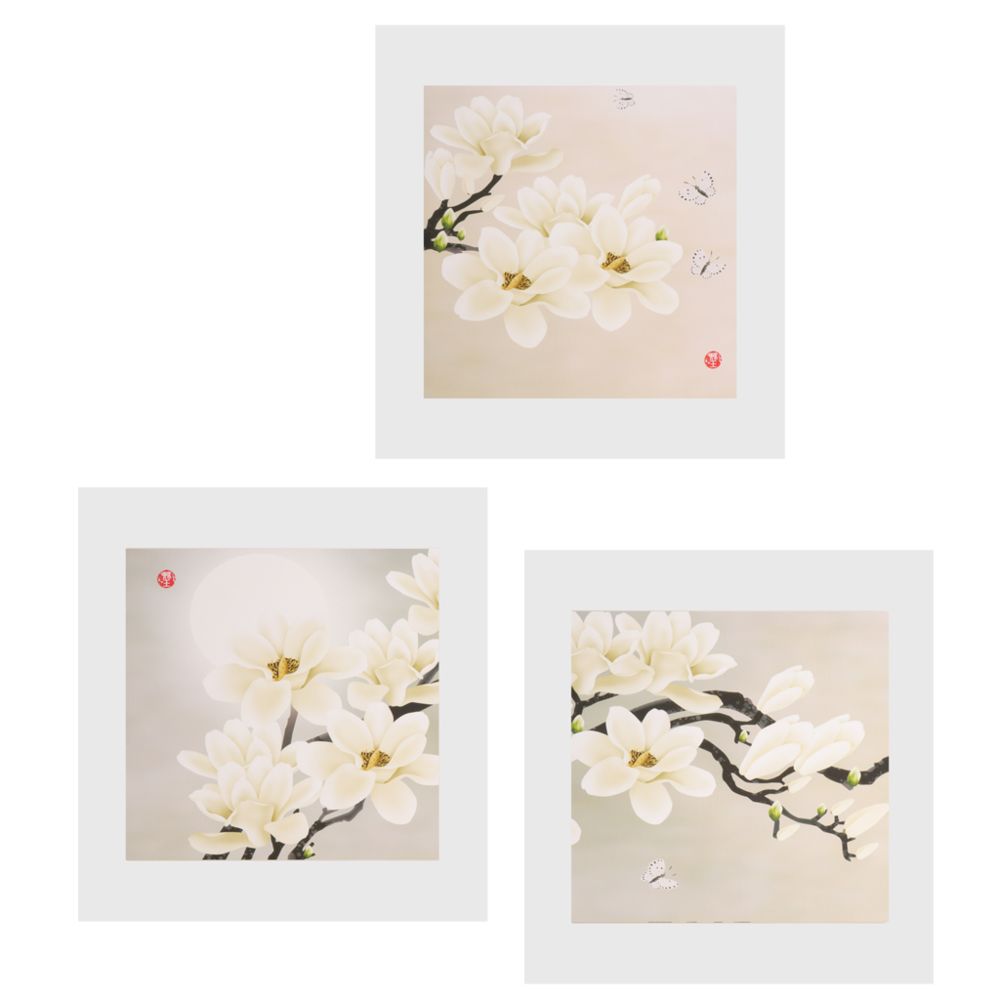 marque generique - 3 Panneaux Toile Moderne Peinture à L'oeuvre Murale Ensemble Photos D'orchidées Blanches 30cm - Affiches, posters