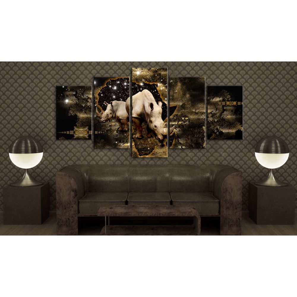 marque generique - 200x100 Tableau Animaux Tableau africain et ethnique Contemporain Golden Rhino - Tableaux, peintures