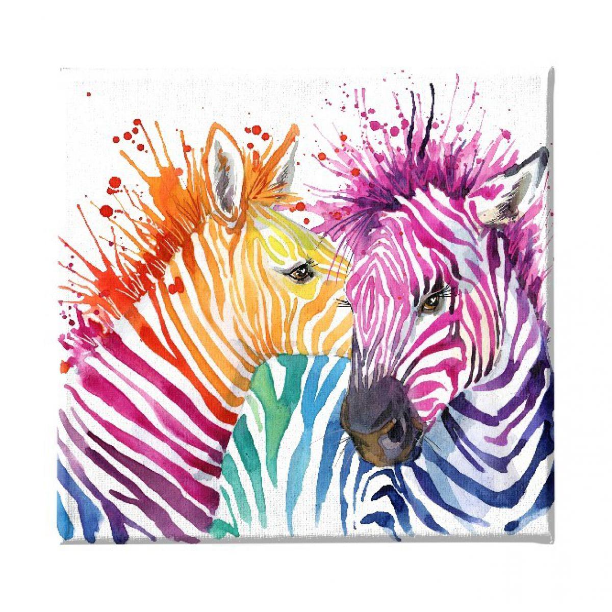 Homemania - HOMEMANIA Tableau Zebra - Animaux - pour Salon, Chambre - Multicouleur en Polyester, Bois, 60 x 3 x 60 cm - Tableaux, peintures