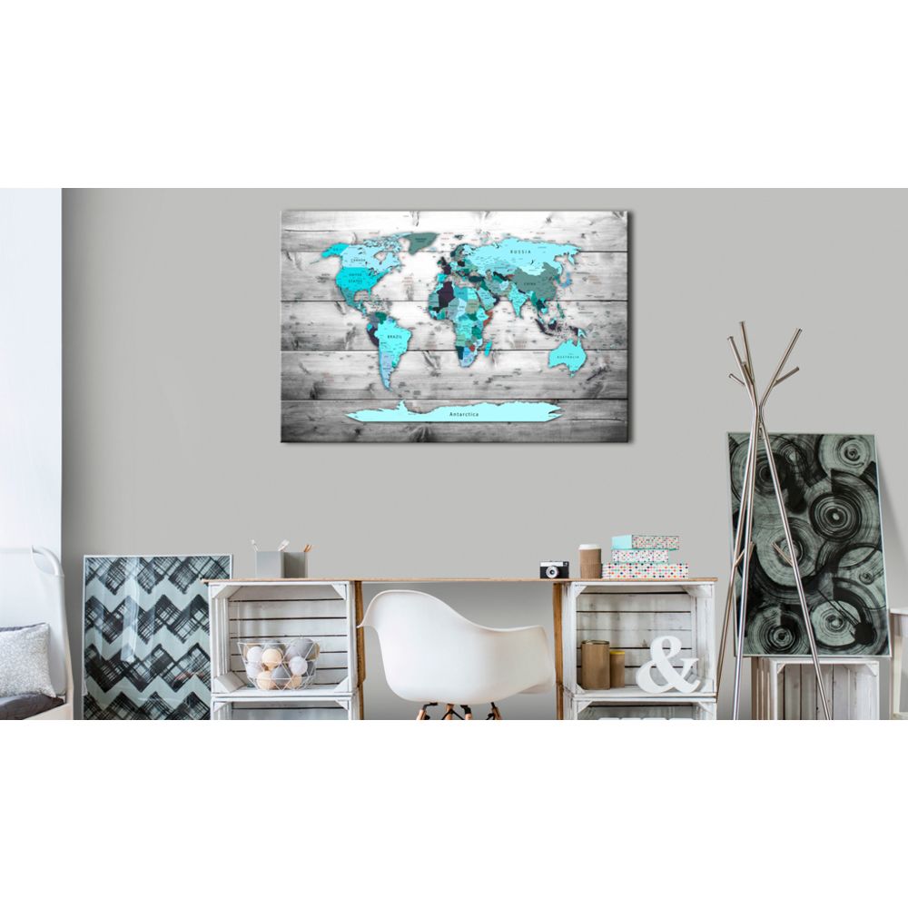 marque generique - 120x80 Tableau Cartes du monde Admirable World Map: Blue World - Tableaux, peintures