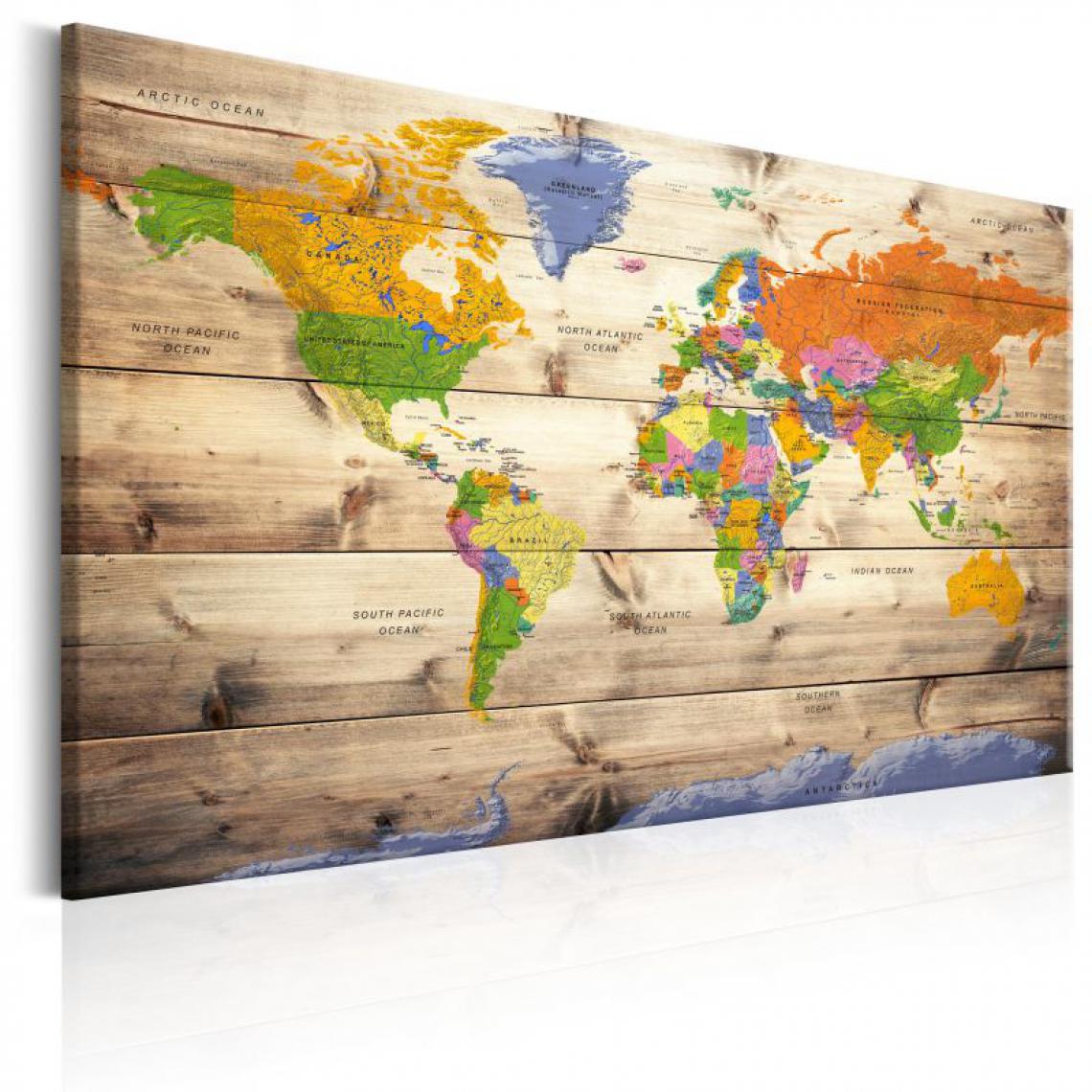 Artgeist - Tableau - Map on wood: Colourful Travels .Taille : 90x60 - Tableaux, peintures