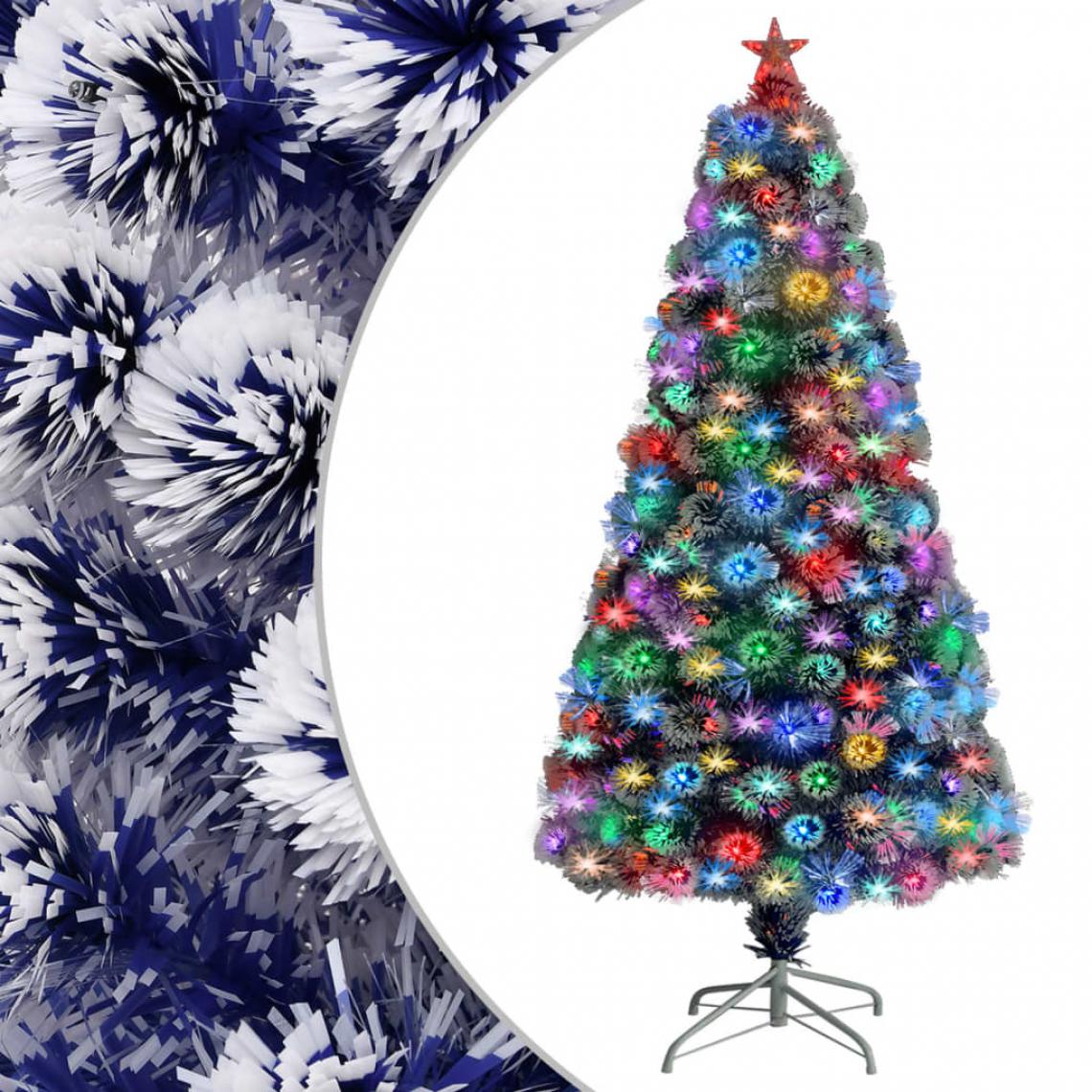 Wottes - Sapin de Noël artificiel LED Blanc et bleu 64 cm Fibre optique - Sapin de Noël