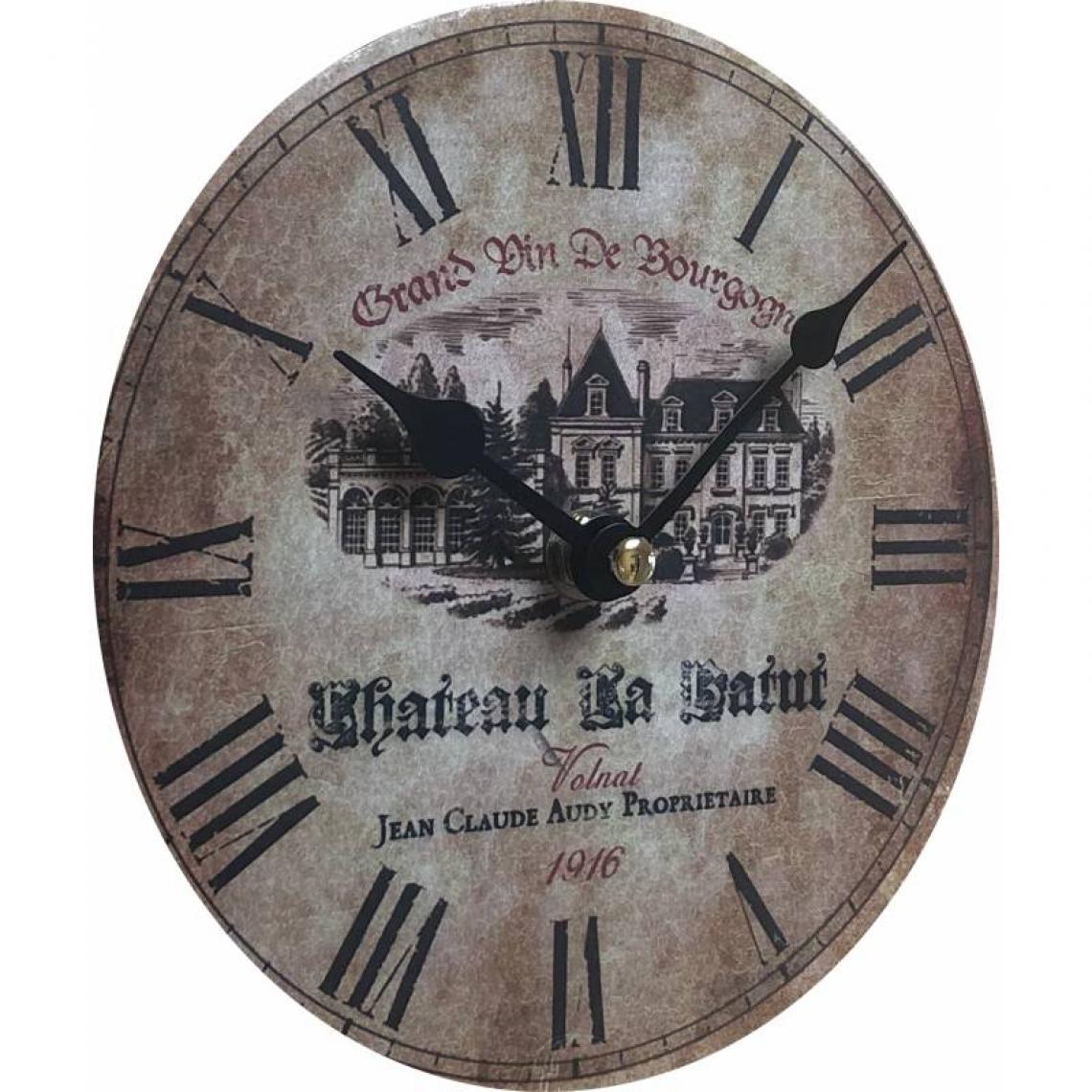 L'Héritier Du Temps - Horloge Murale Pendule Ronde en Bois et Papier Grand Vin de Bourgogne 4x16x16cm - Horloges, pendules