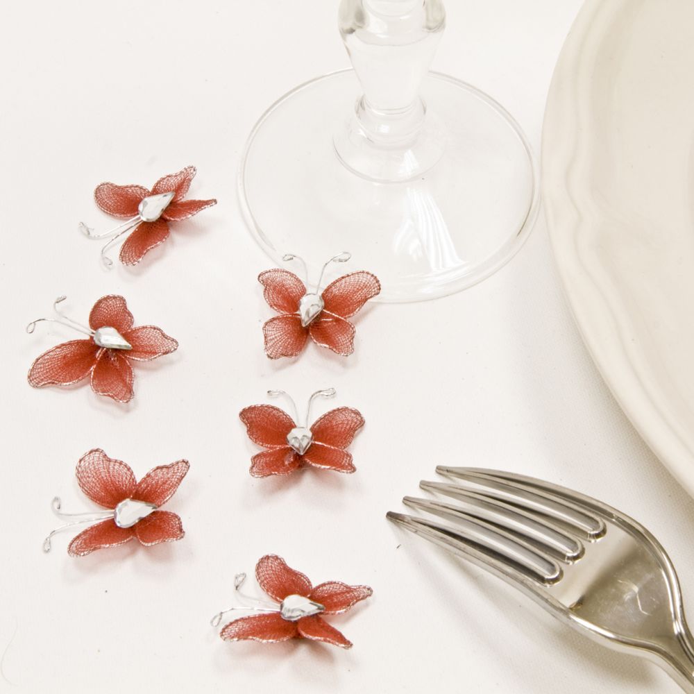 Visiodirect - Lot de 100 papillons déco en strass coloris Bordeaux - 2,5 x 3 cm - Objets déco