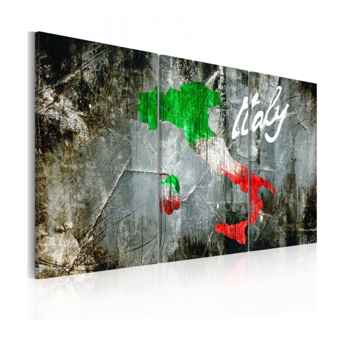 Artgeist - Tableau - Carte artistique de l'Italie - triptyque 90x60 - Tableaux, peintures