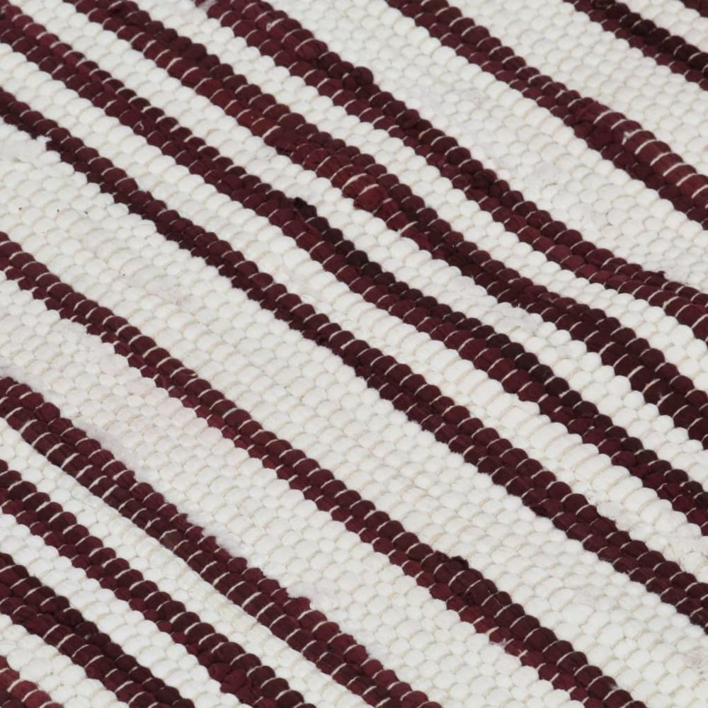 marque generique - Icaverne - Petits tapis edition Tapis chindi tissé à la main Coton 200x290 cm Bordeaux et blanc - Tapis