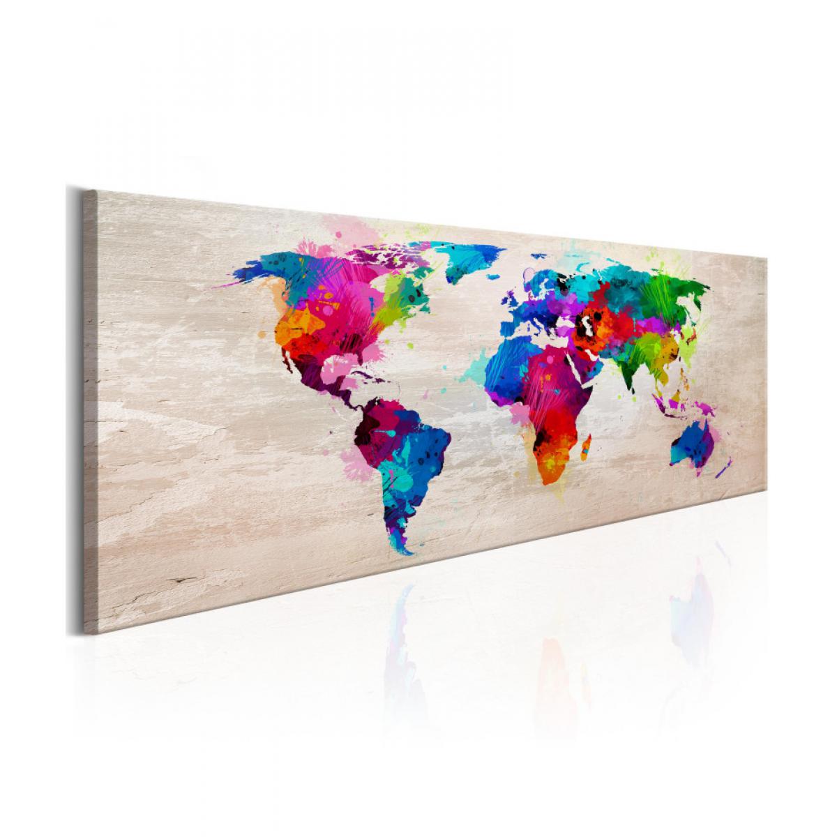 Artgeist - Tableau - World Map: Finesse of Colours 150x50 - Tableaux, peintures