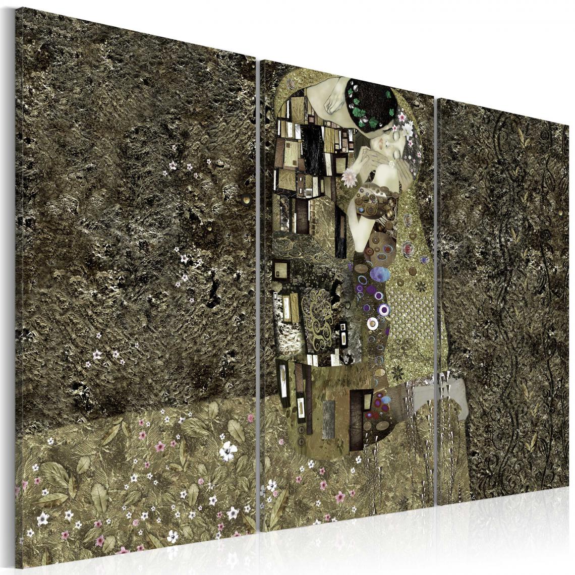 Decoshop26 - Tableau sur toile en 3 panneaux décoration murale image imprimée cadre en bois à suspendre Klimt inspiration - Love 120x80 cm 11_0007550 - Tableaux, peintures