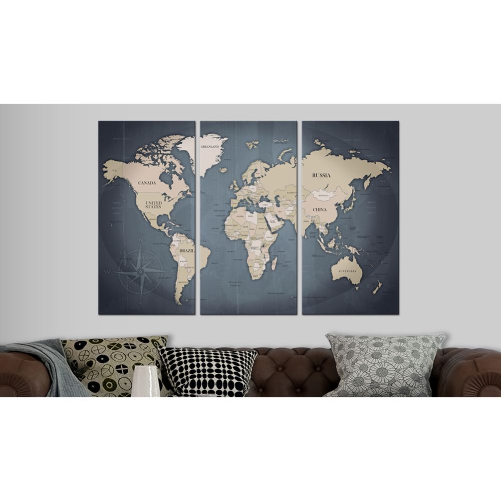 marque generique - 90x60 Tableau en liège Esthetique Anthracitic World [Cork Map] - Tableaux, peintures