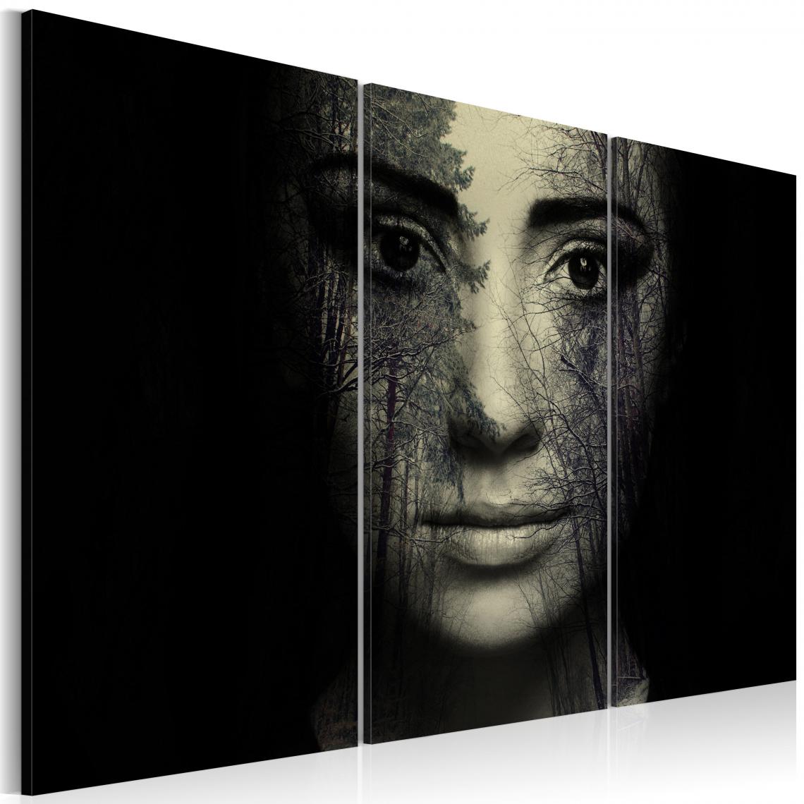 Decoshop26 - Tableau sur toile en 3 panneaux décoration murale image imprimée cadre en bois à suspendre Camouflage de forêt 90x60 cm 11_0007370 - Tableaux, peintures