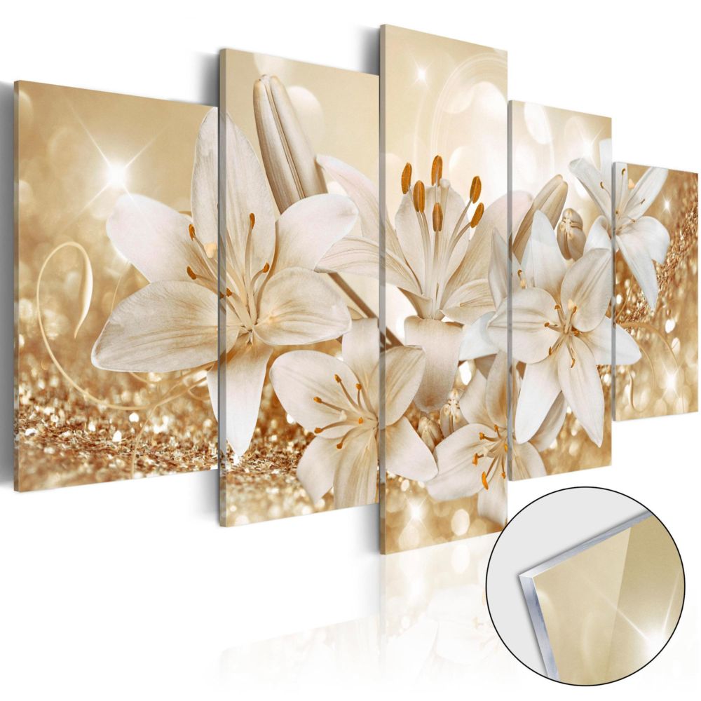 Artgeist - Tableau sur verre acrylique - Golden Bouquet [Glass] 100x50 - Tableaux, peintures