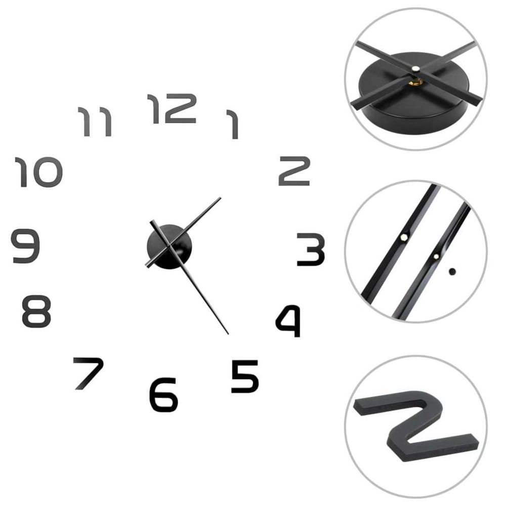 Vidaxl - vidaXL Horloge murale 3D Design moderne 100 cm XXL Noir - Horloges, pendules