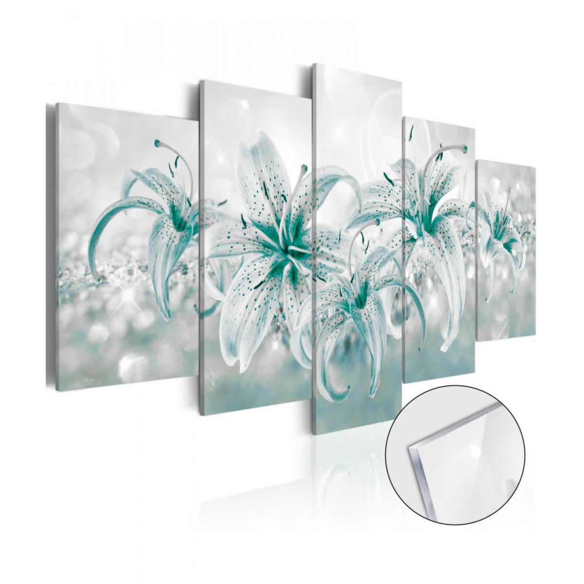 Artgeist - Tableau sur verre acrylique - Sapphire Lilies [Glass] 100x50 - Tableaux, peintures