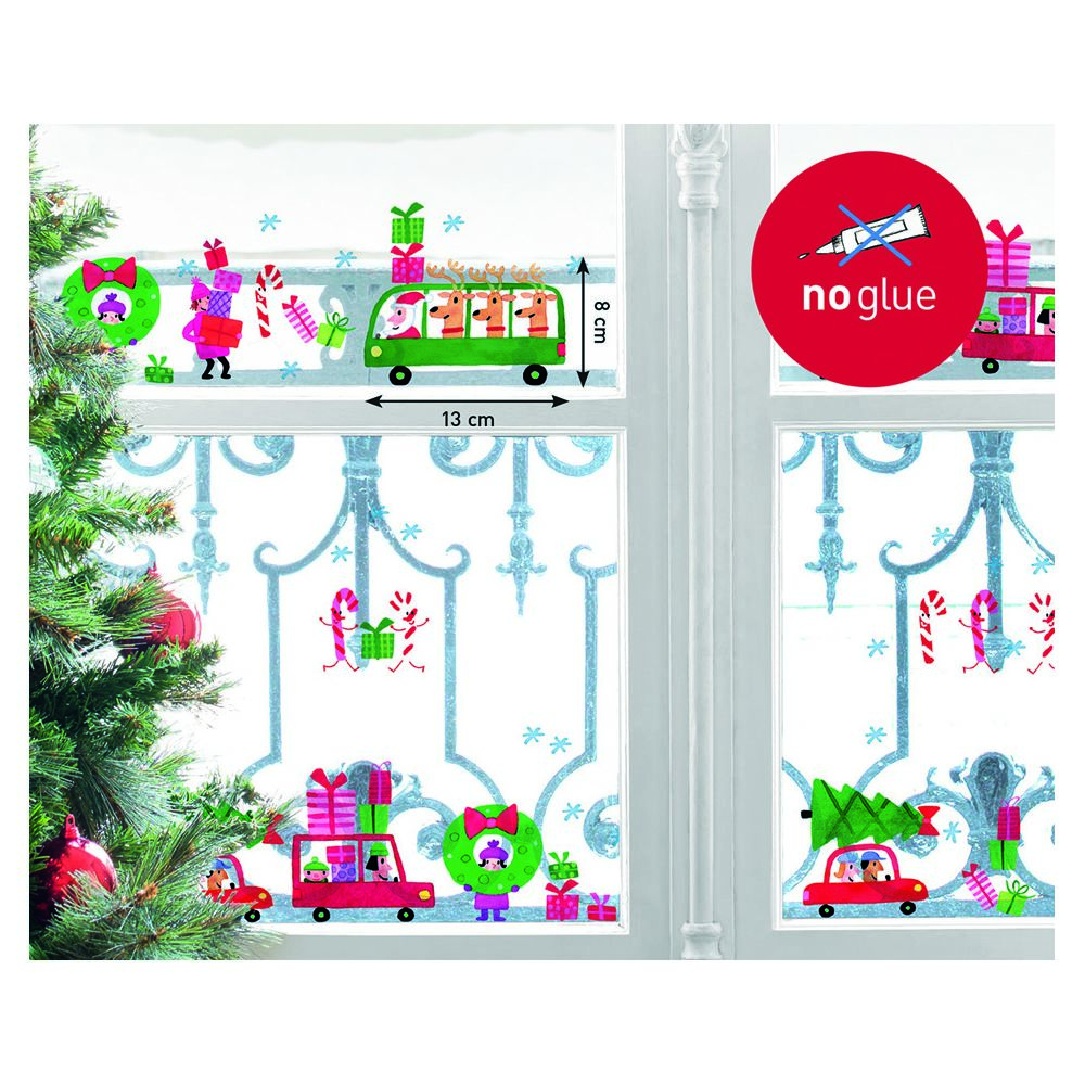 Nouvelles Images - Sticker fenêtre ""Voitures et cadeaux de Noël"" - Décorations de Noël