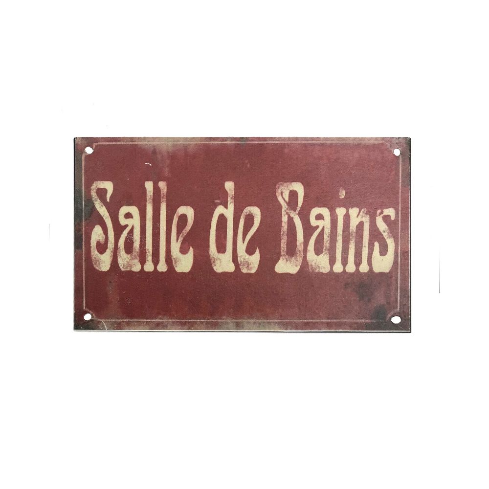 L'Originale Deco - Plaque de Porte Rectangulaire Murale Salle de Bain Bordeaux 12.50cm - Objets déco