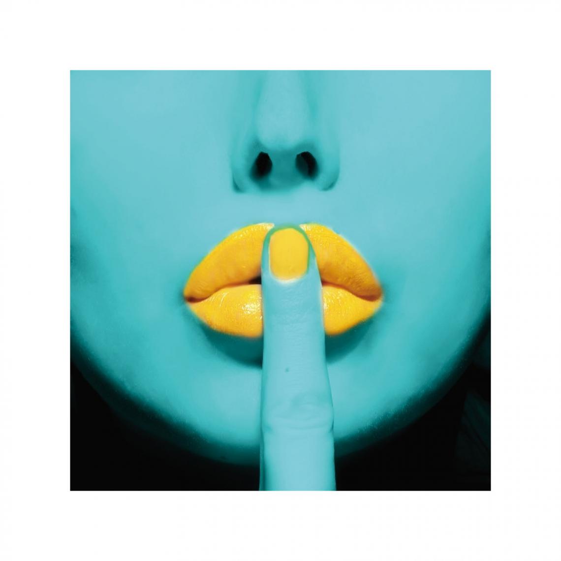 Ac-Deco - Tableau - Lèvres jaunes - L 80 x l 80 cm x H 0,4 cm - Tableaux, peintures