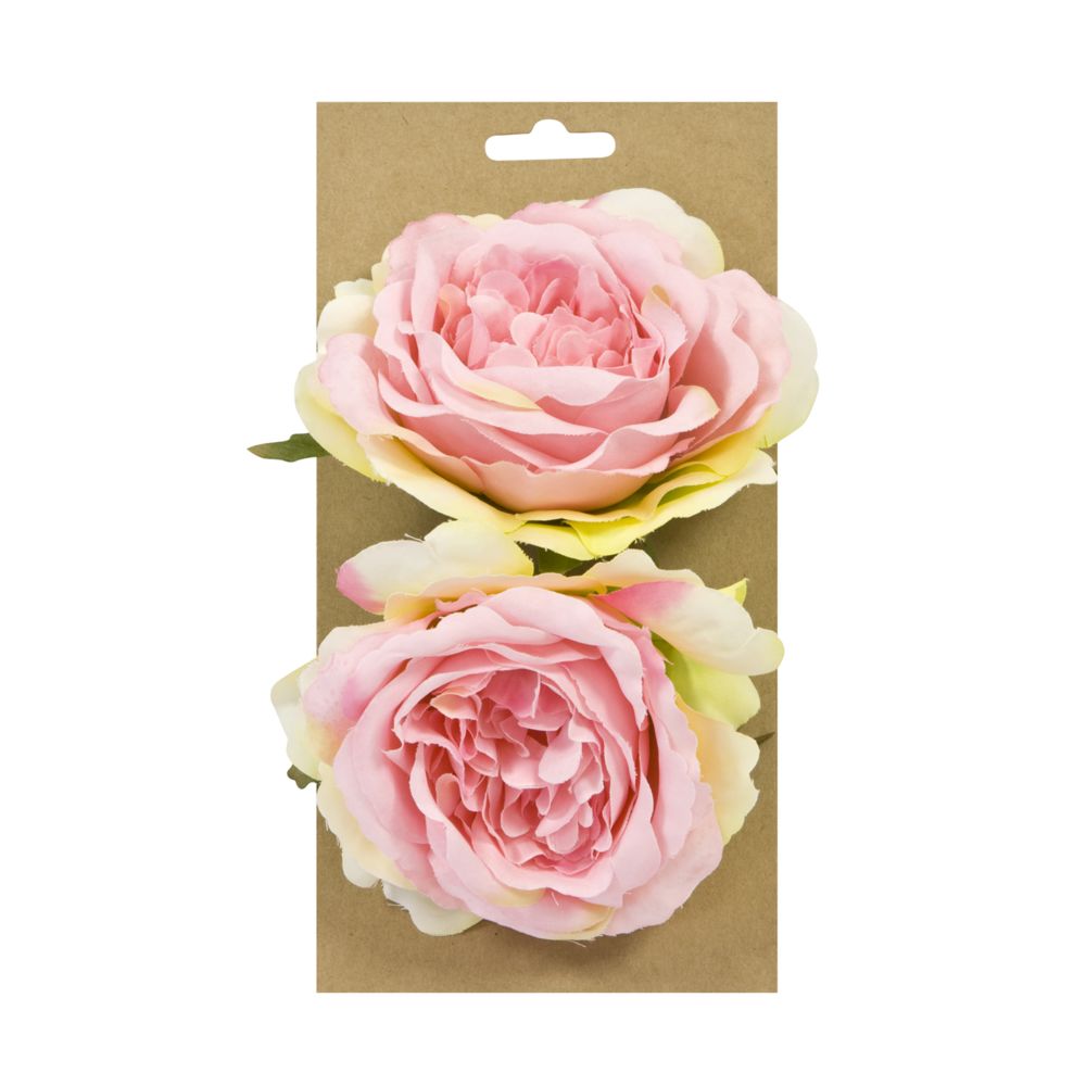 Visiodirect - 6 Lots de 2 roses à attacher coloris Rose - 11 cm - Objets déco