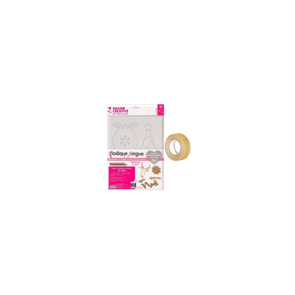 marque generique - Kit plastique dingue Décorations de Noël + masking tape doré à paillettes 5 m - Décorations de Noël