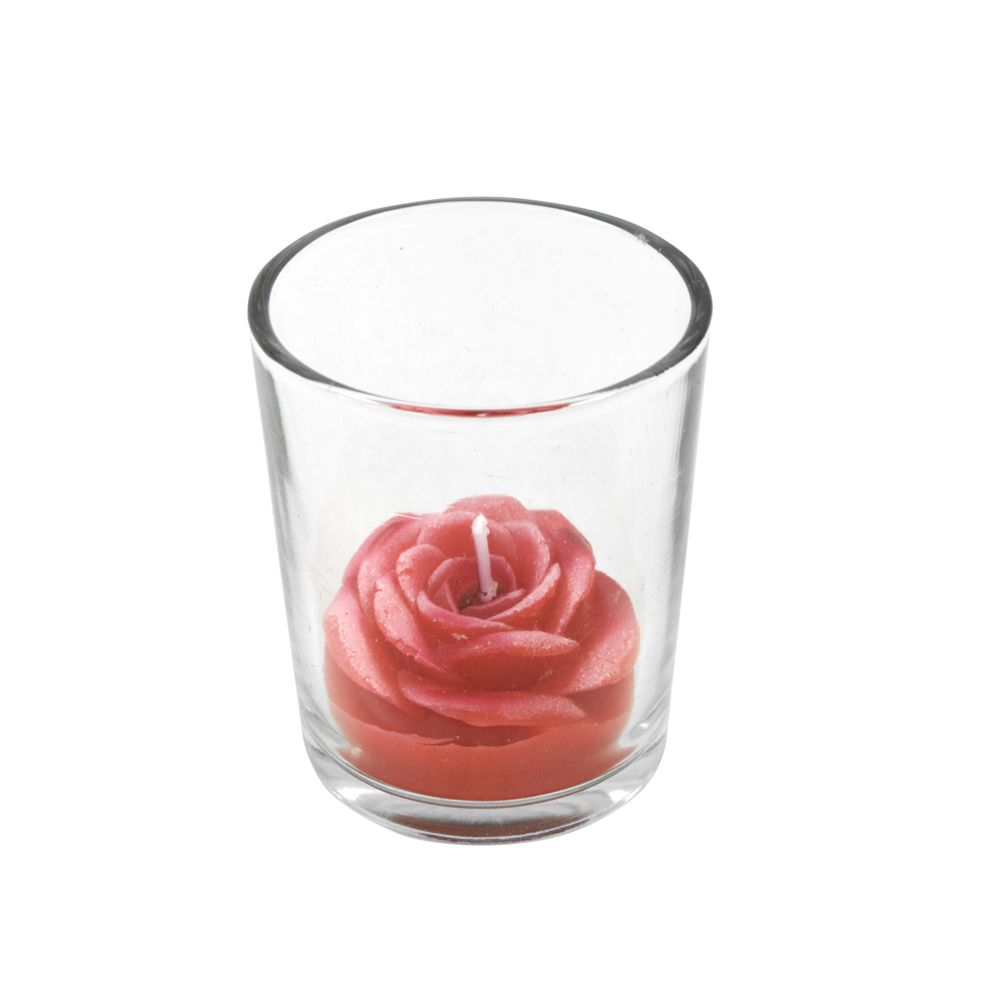 Visiodirect - Lot de 12 Bougies forme rose coloris Rouge - 5,5 x 5,7 cm - Objets déco