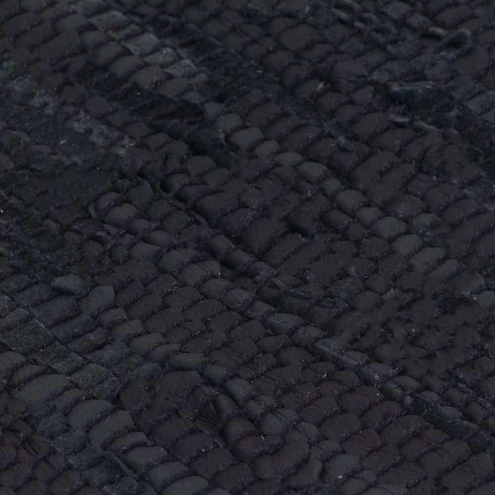 marque generique - Icaverne - Petits tapis reference Tapis Chindi Cuir tissé à la main 160 x 230 cm Noir - Tapis