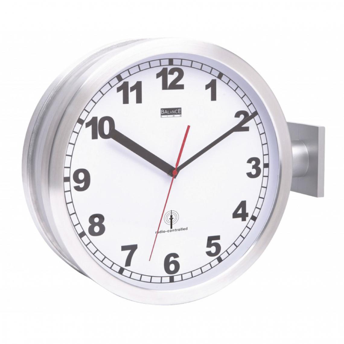 Alpexe - Horloge murale Radio-contrôlée 38 cm Analogiques Argent/Blanc - Horloges, pendules