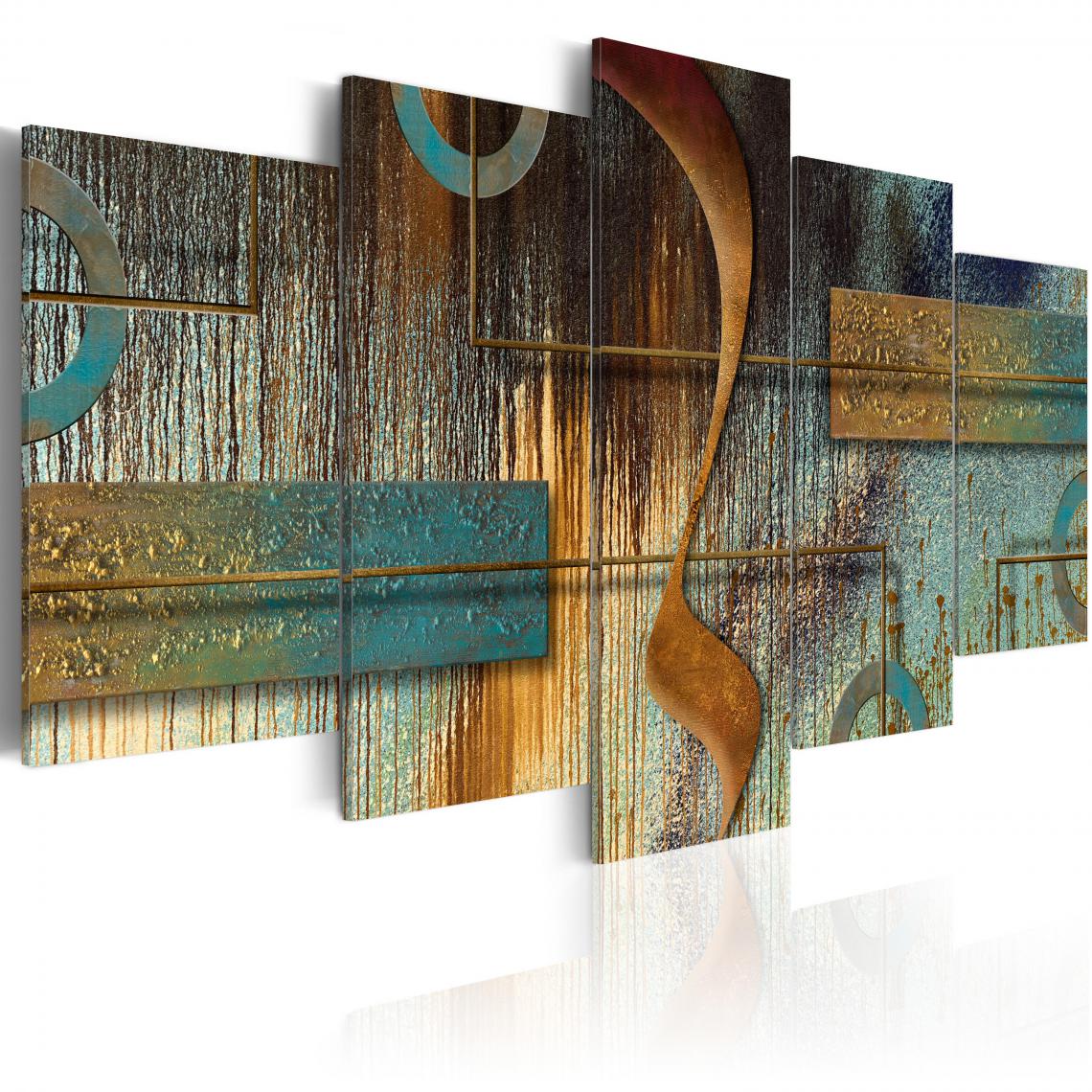 Decoshop26 - Tableau sur toile en 5 panneaux décoration murale image imprimée cadre en bois à suspendre Note exotique 200x100 cm 11_0001233 - Tableaux, peintures