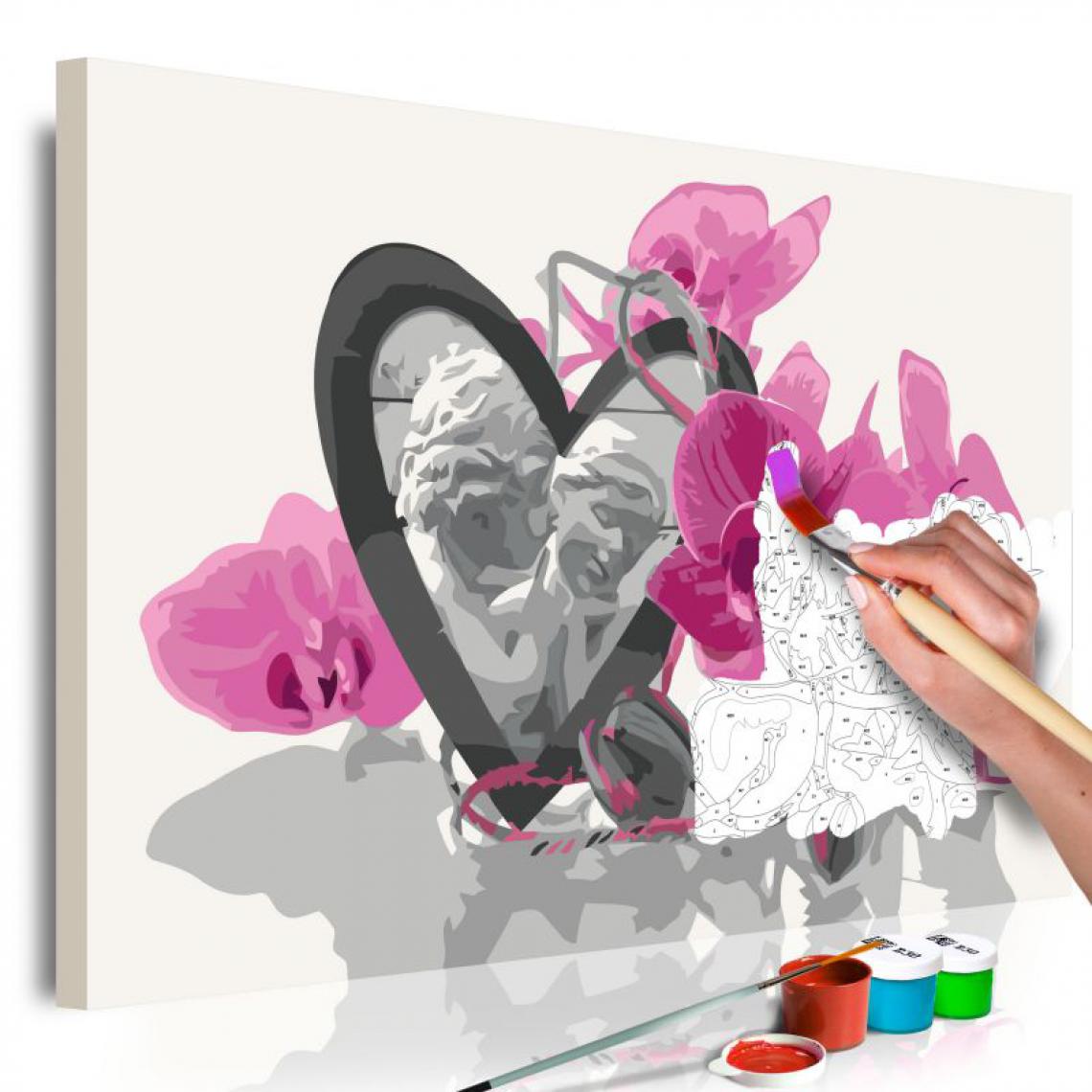 Paris Prix - Tableau à Peindre Soi-Même Anges Coeur & Orchidée Rose 40x60cm - Tableaux, peintures