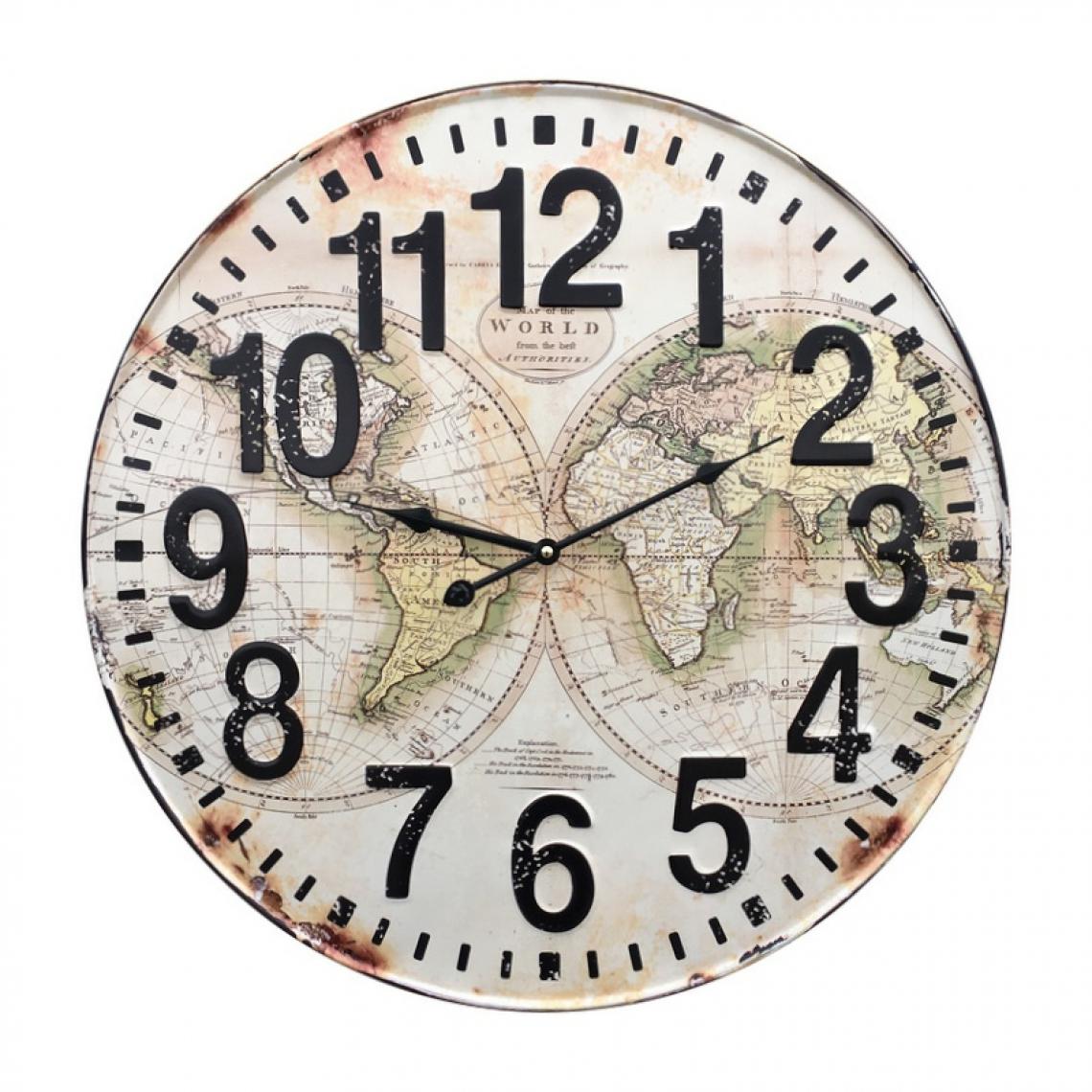 L'Originale Deco - Style Ancienne Horloge Murale Fer Métal Style Horloge Industriel Campagne ø60 cm - Horloges, pendules