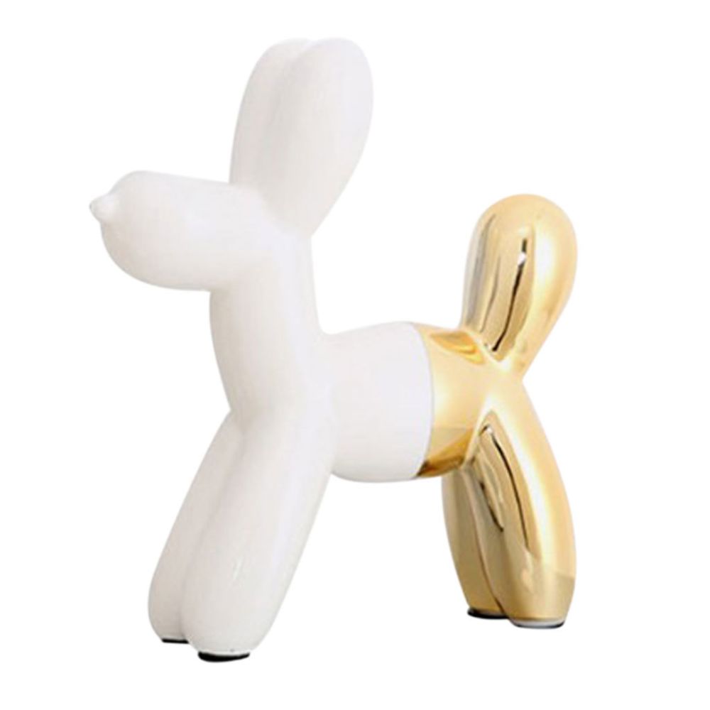 marque generique - Ballon en céramique chien ornement Mini animaux figurine nouveauté cadeaux blanc-or - Objets déco
