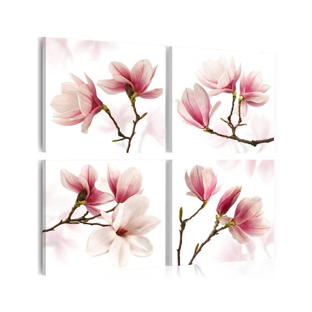 Bimago - Tableau | Romantic Pink | 40x40 | Fleurs | Magnolias | - Tableaux, peintures