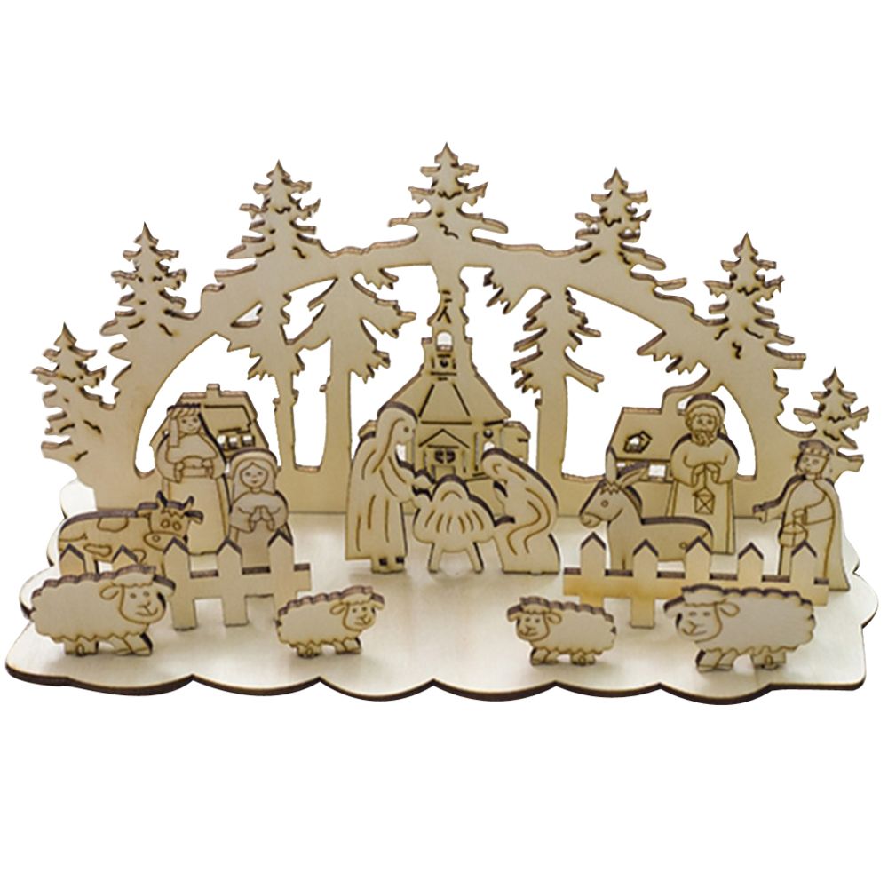 marque generique - couture inachevée en bois ornement de noël bricolage jouet décoration de la maison église - Décorations de Noël