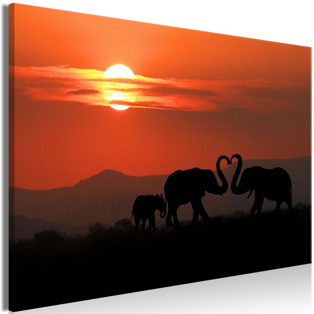 Artgeist - Tableau - Elephants in Love (1 Part) Wide 90x60 - Tableaux, peintures