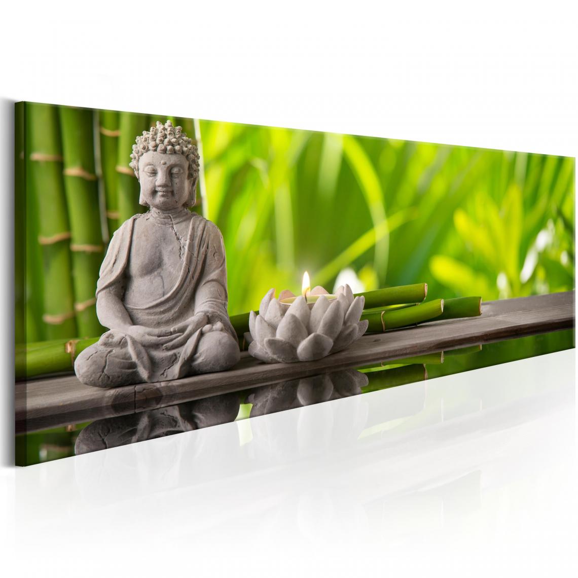 Decoshop26 - Tableau sur toile décoration murale image imprimée cadre en bois à suspendre Bouddha : Méditation 150x50 cm 11_0009109 - Tableaux, peintures