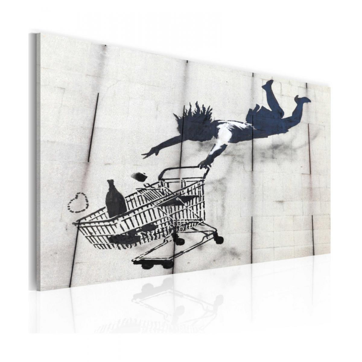 Artgeist - Tableau - Femme tombe avec un chariot de supermarché (Banksy) 60x40 - Tableaux, peintures