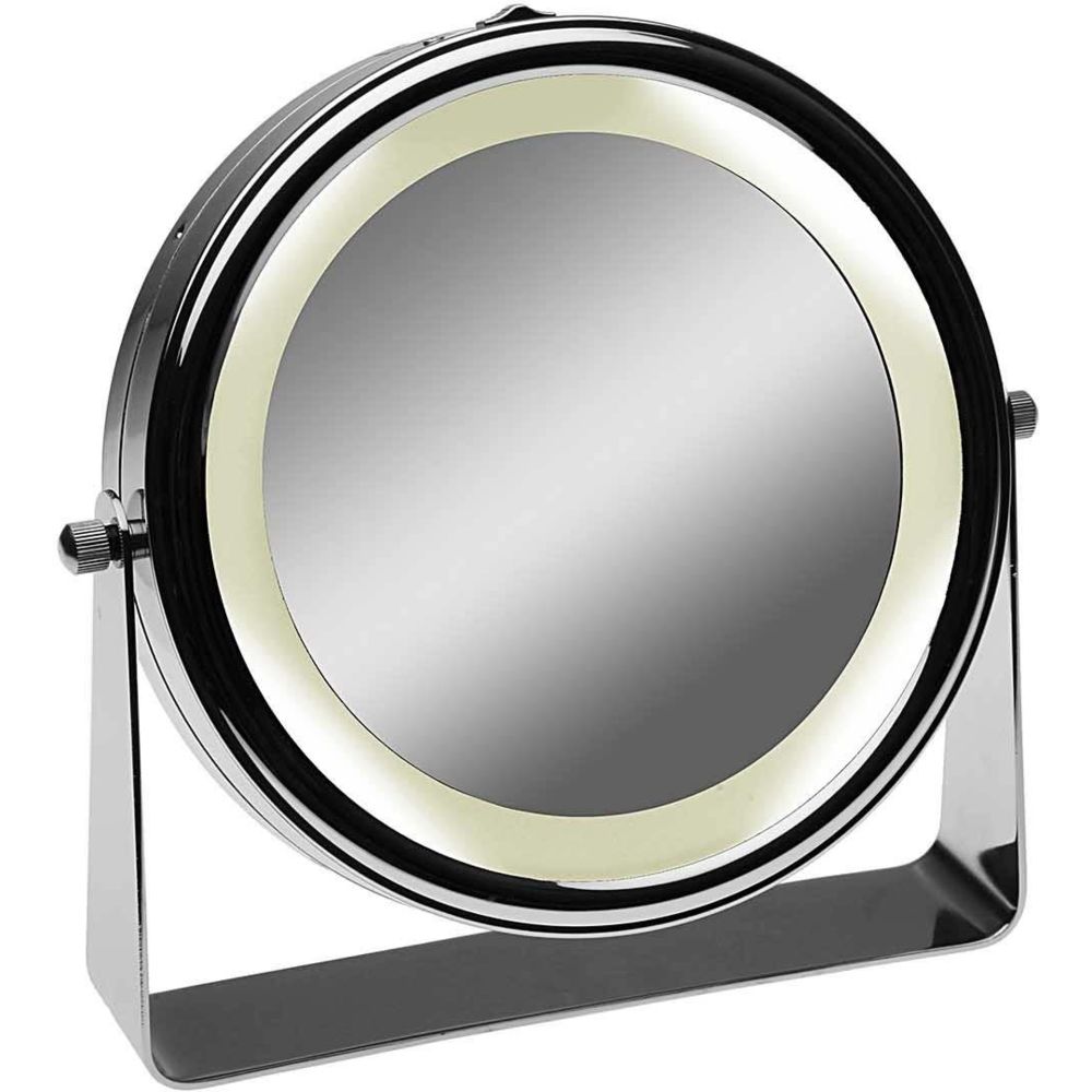 VERSA - Miroir à poser pied carré en métal avec led - Miroirs