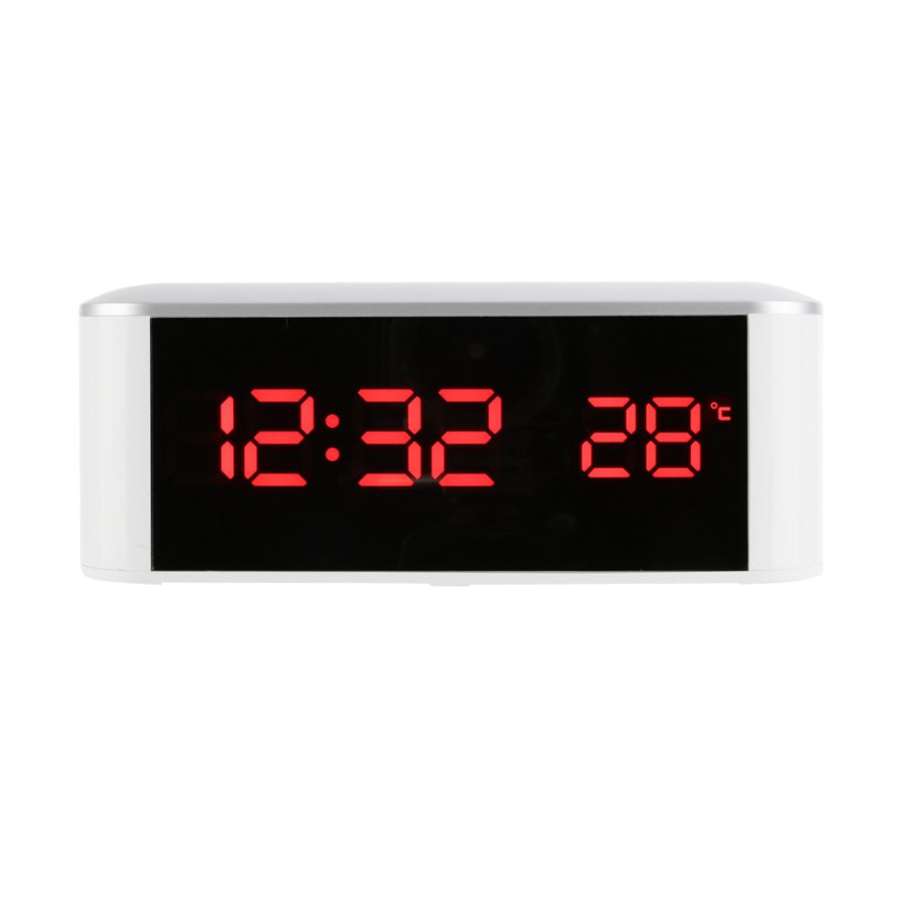 marque generique - Thermomètre électronique de réveil de bureau de miroir d'USB avec le rétro-éclairage rouge - Réveil