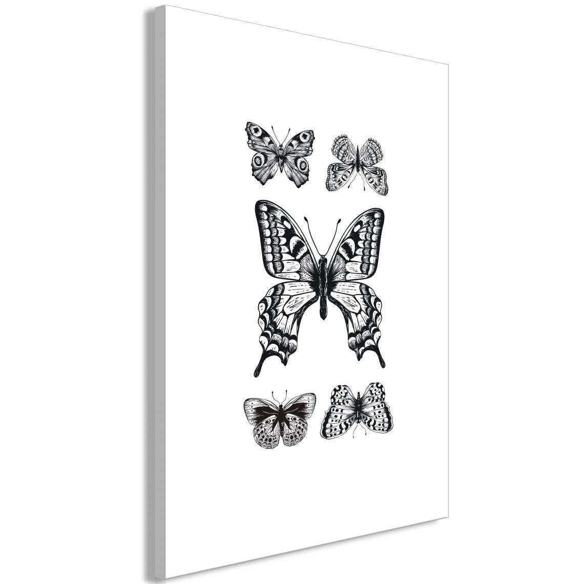 Decoshop26 - Tableau sur toile décoration murale image imprimée cadre en bois à suspendre Cinq papillons (1 partie) Vertical 40x60 cm 11_0003640 - Tableaux, peintures