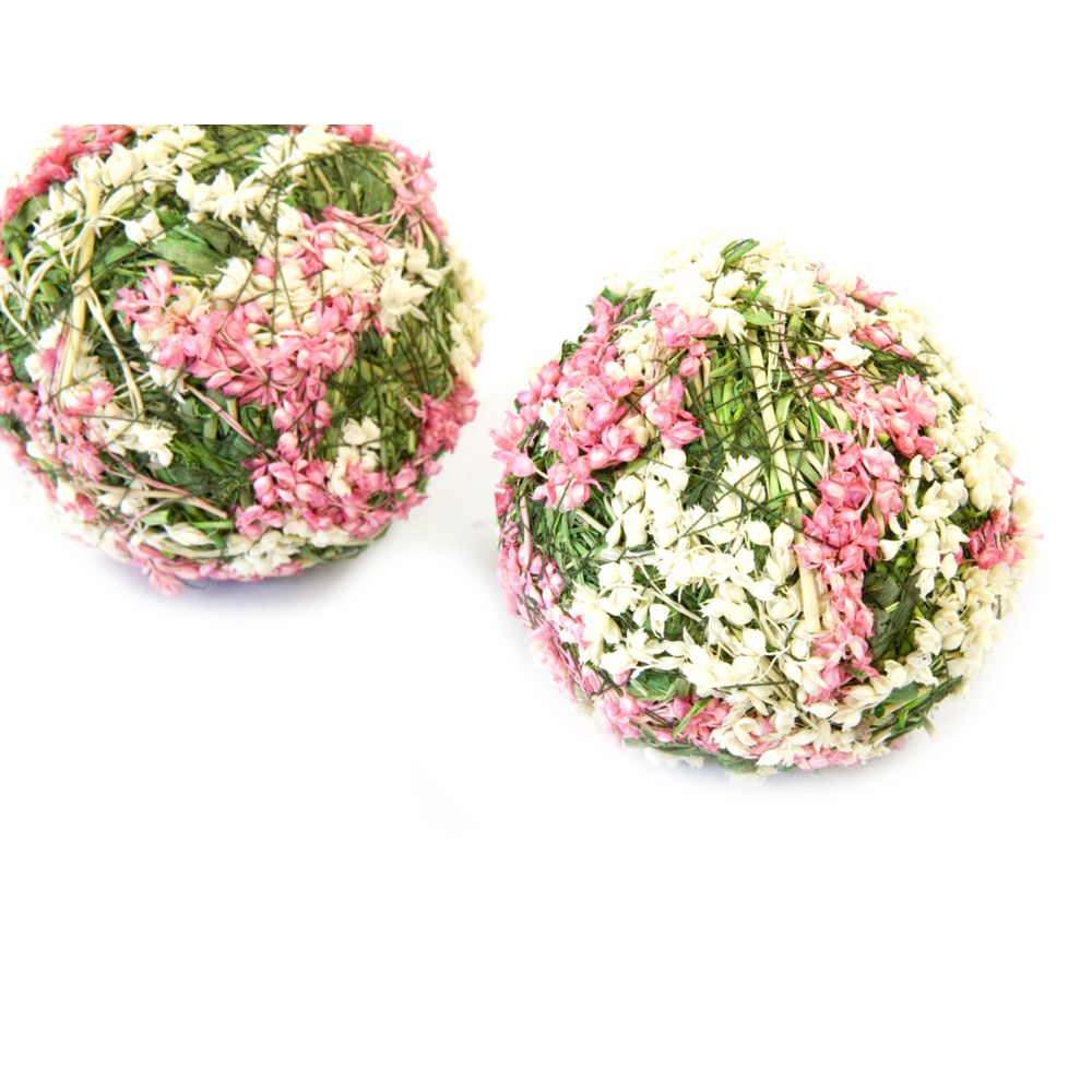 Visiodirect - Lot de 2 Boules décoratives fleurs naturelles Fuschia - 7 cm - Objets déco