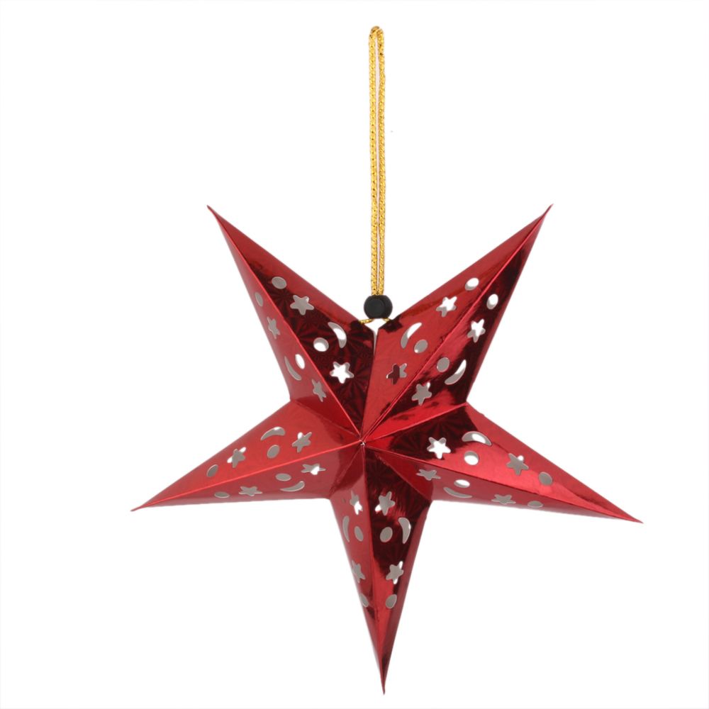 marque generique - Superbes Ornements D'arbre De Noël à Cordes D'étoiles Suspendues De Noël Rouges 40 Cm - Décorations de Noël